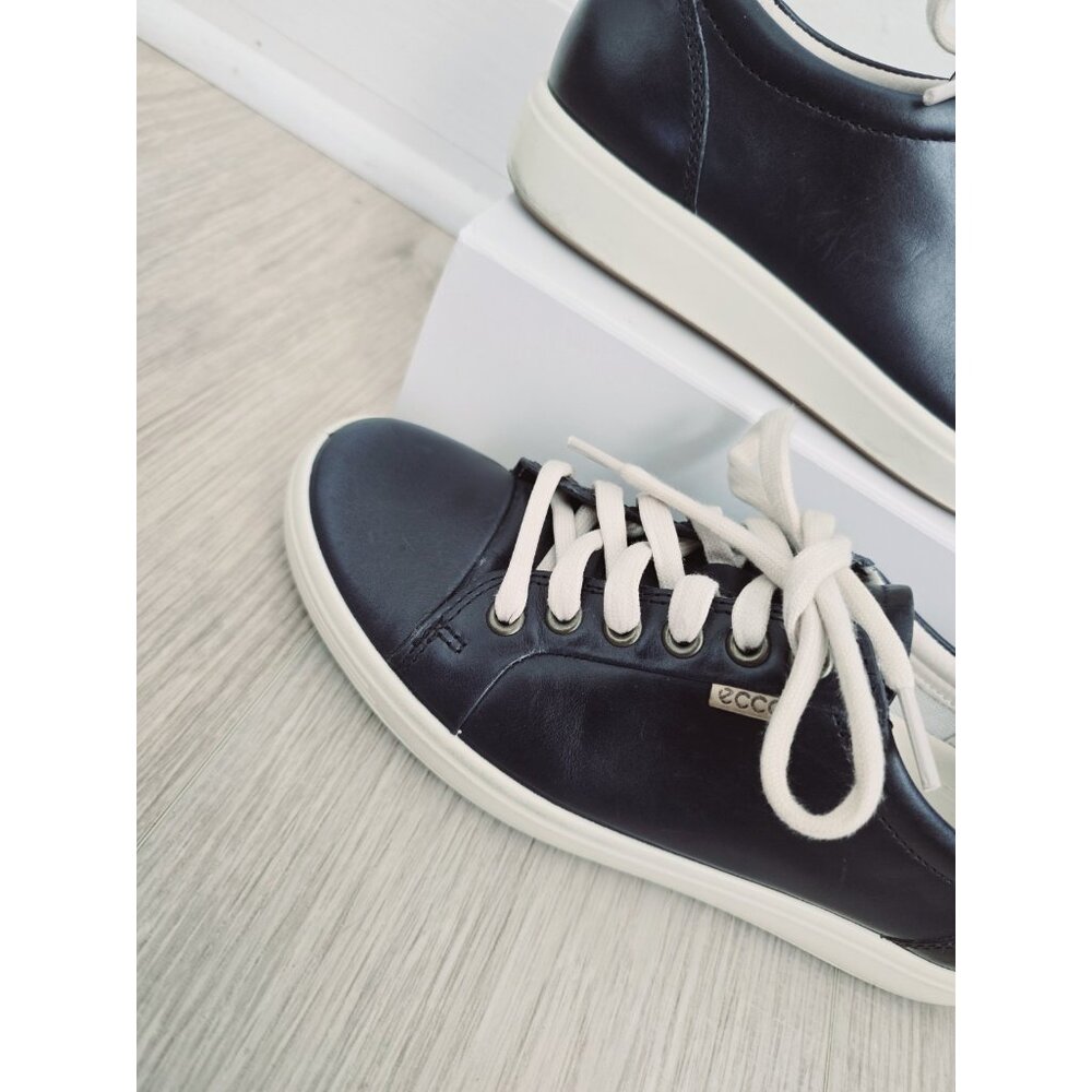 ECCO Soft 7 Navy Blue Lace Up Womens Leather Cap Toe Sneaker Shoes 7 7.5 38 - Picture 3 of 12
